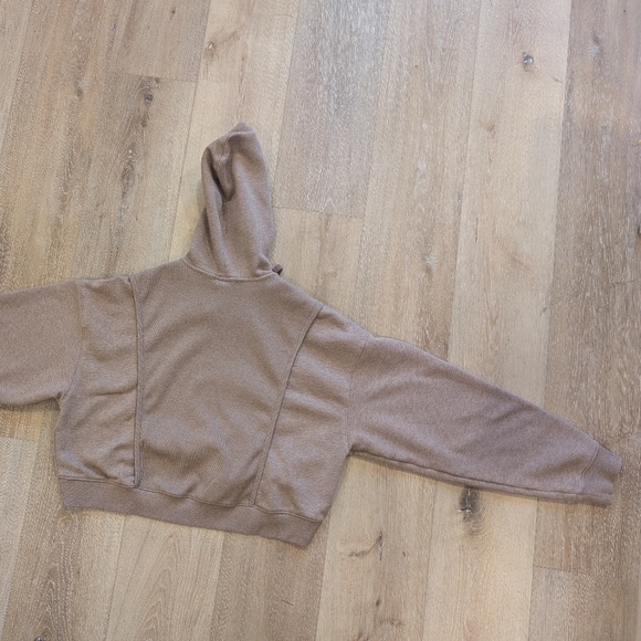 Nike Cropped Hoodie Women's Small Heather Brown Fleece Training Pullover - Picture 4 of 11